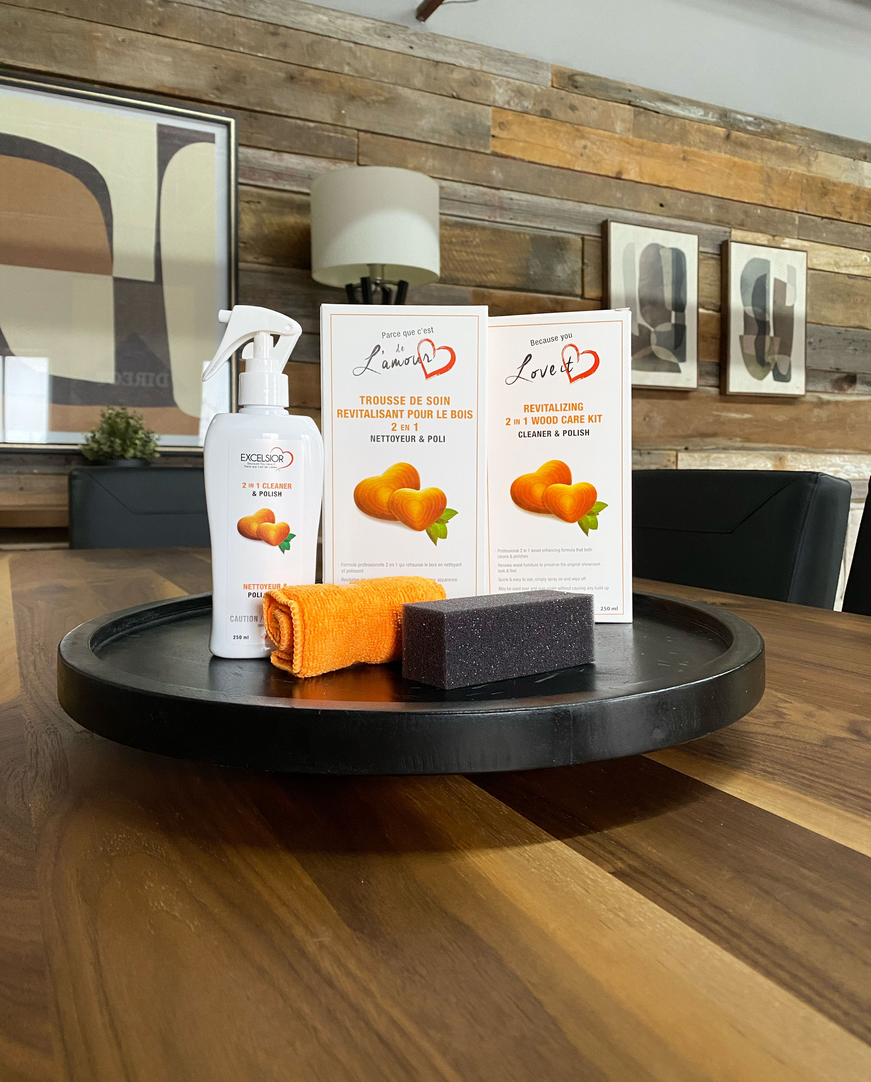 Trousse de soins : revitalisant pour le bois 2-en-1