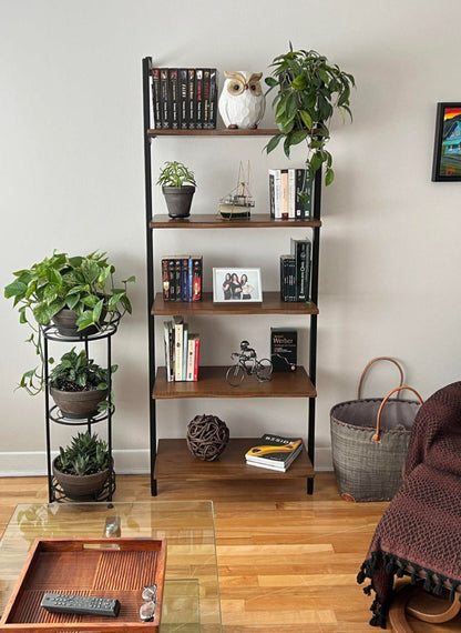 Étagère avec 5 tablettes en érable et support en acier collection Sutton