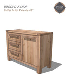 Vue 3D du buffet Acton Vale 46" en bois massif avec poignées en bois