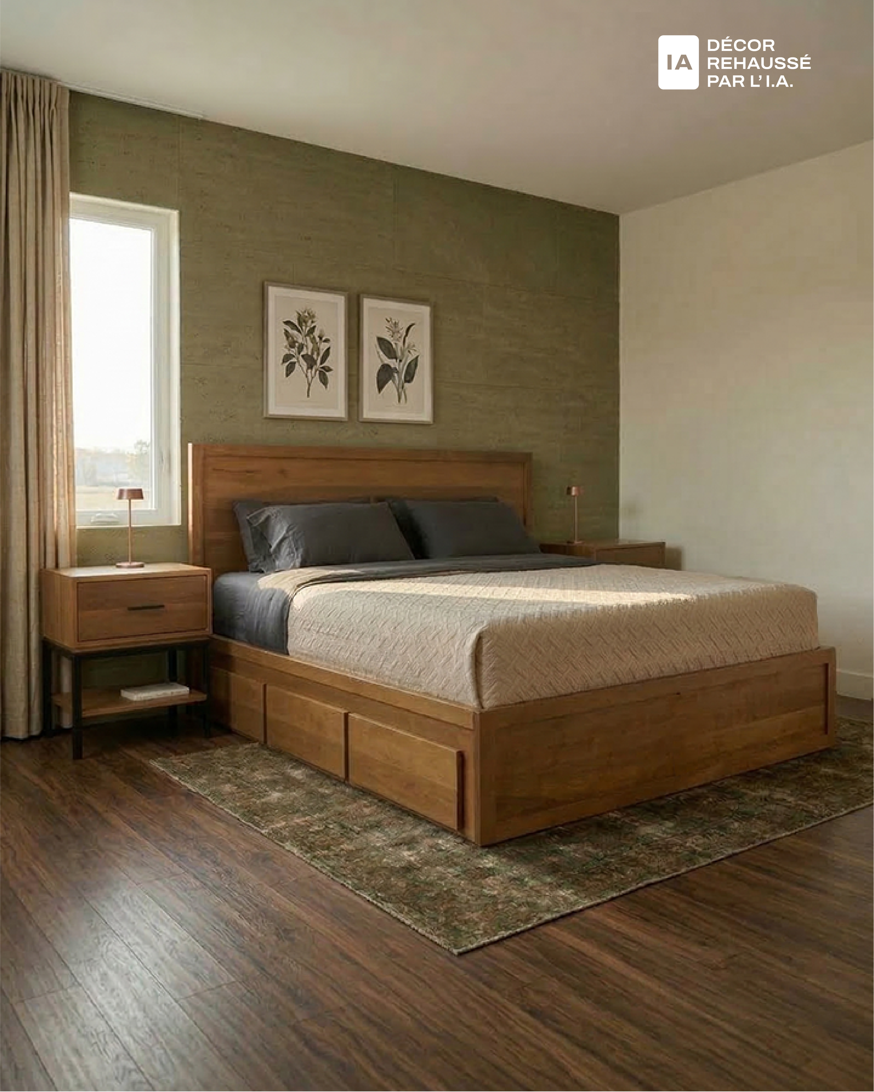 Lit Portneuf avec tête en bois