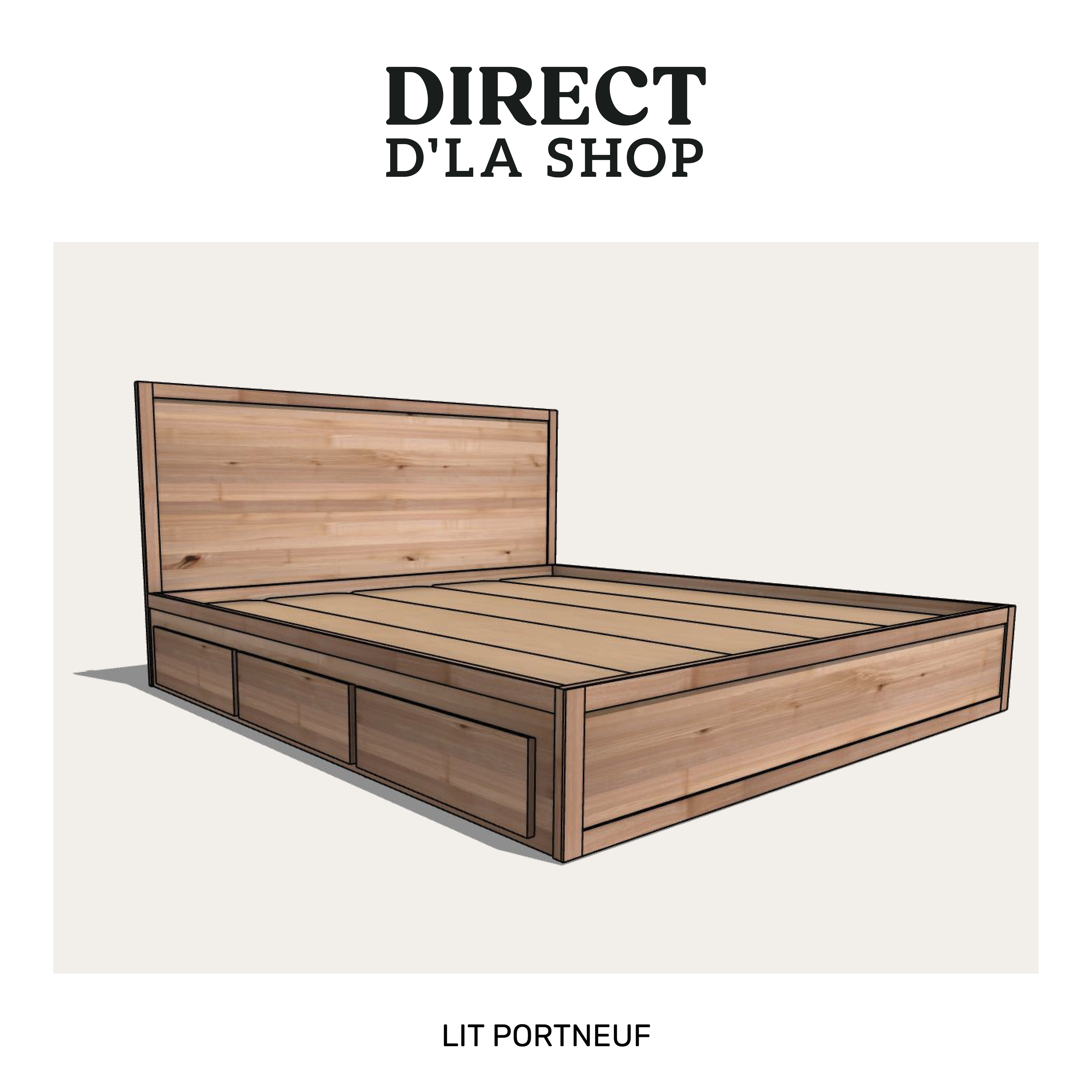 Lit Portneuf avec tête en bois